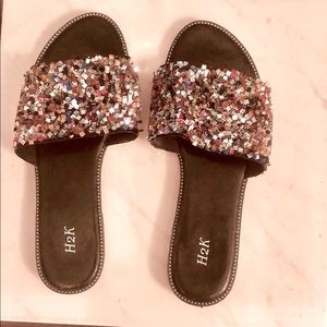 Bling! Beaded slip-on slides. Fun for Summer!Studded & Beaded Bling! Size 9